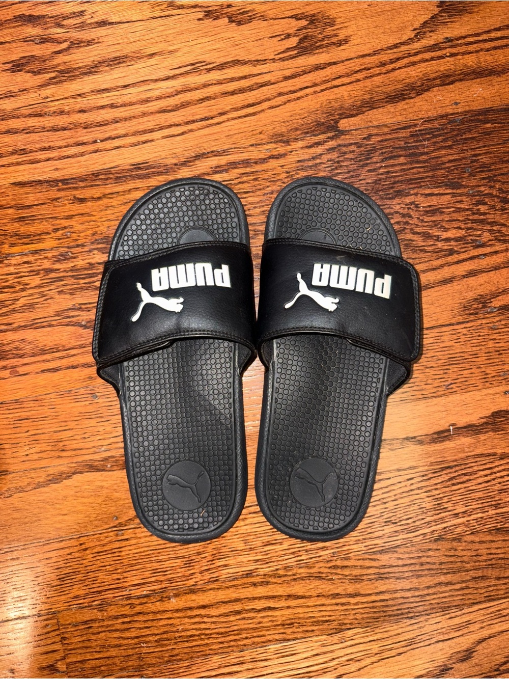 Puma Black Slide Sandals with White Logo Strap